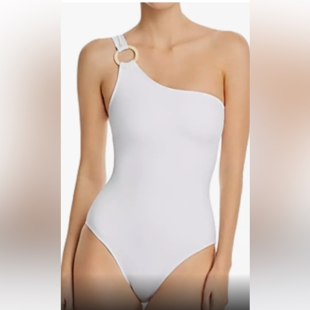 One shoulder solid striped size small bathing suit